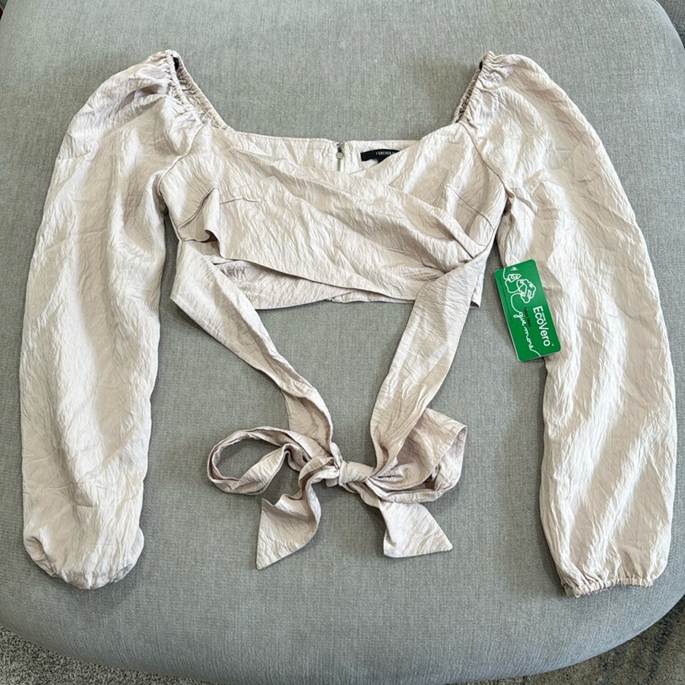 NWT Dusky Pink Tie Crop Top